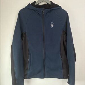 Spyder Navy and Black Full-Zip Hoodie Size Medium